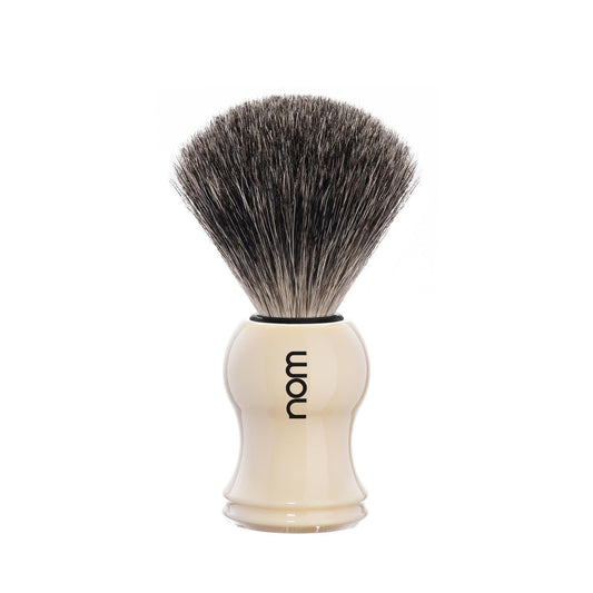 NOM Gustav Shaving Brush - Pure Badger Shave Brush for Soaps and Creams - Exfoliating Shaving Brush - Cream Plastic Handle Beauty and Personal Care MÜHLE