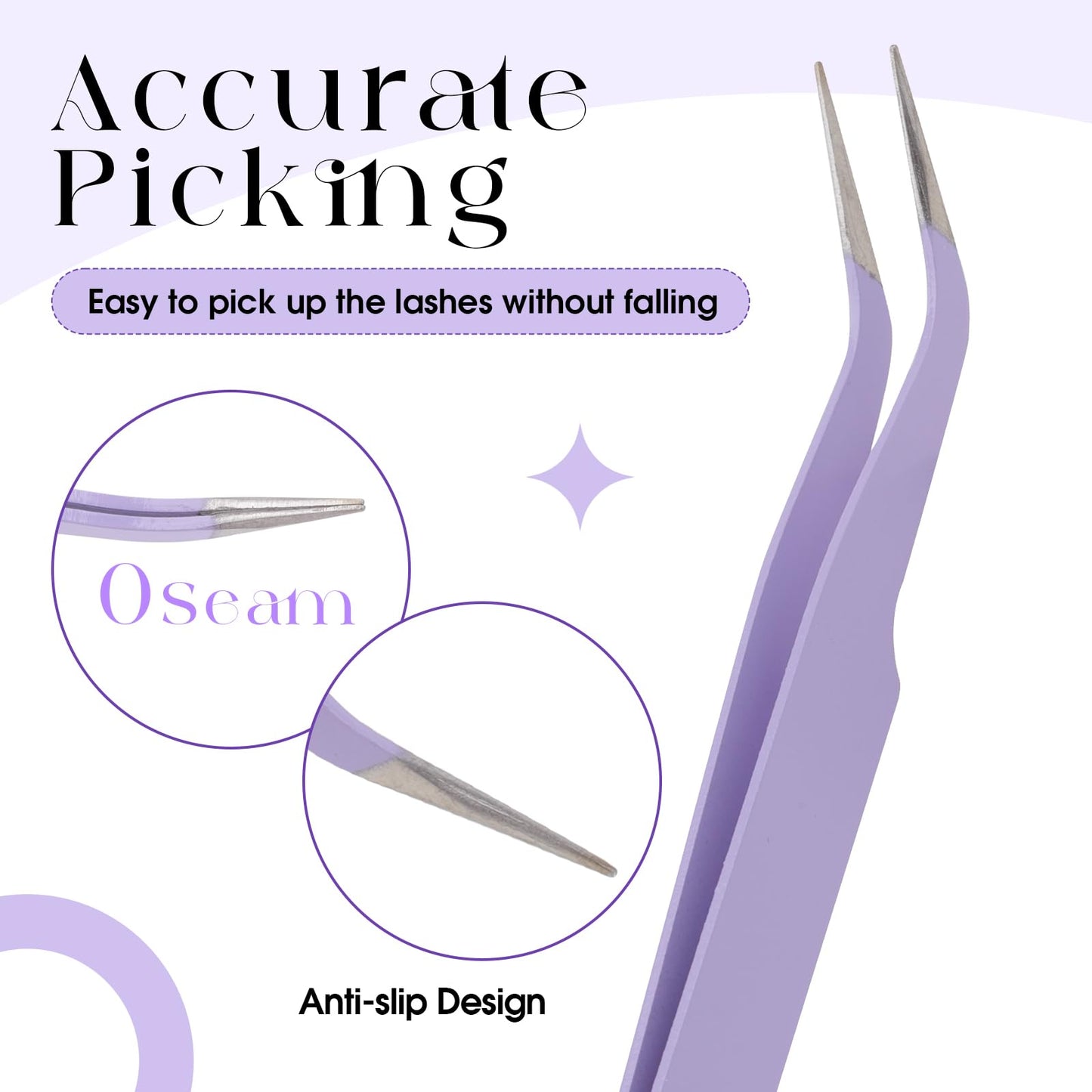 WENDY Lash Tweezers for Eyelash Extensions, Precision Fiber Stainless Steel Lash Applicator Tool for False Eyelashes, Precision Fiber Mega Volume Beauty and Personal Care WENDY LASHES
