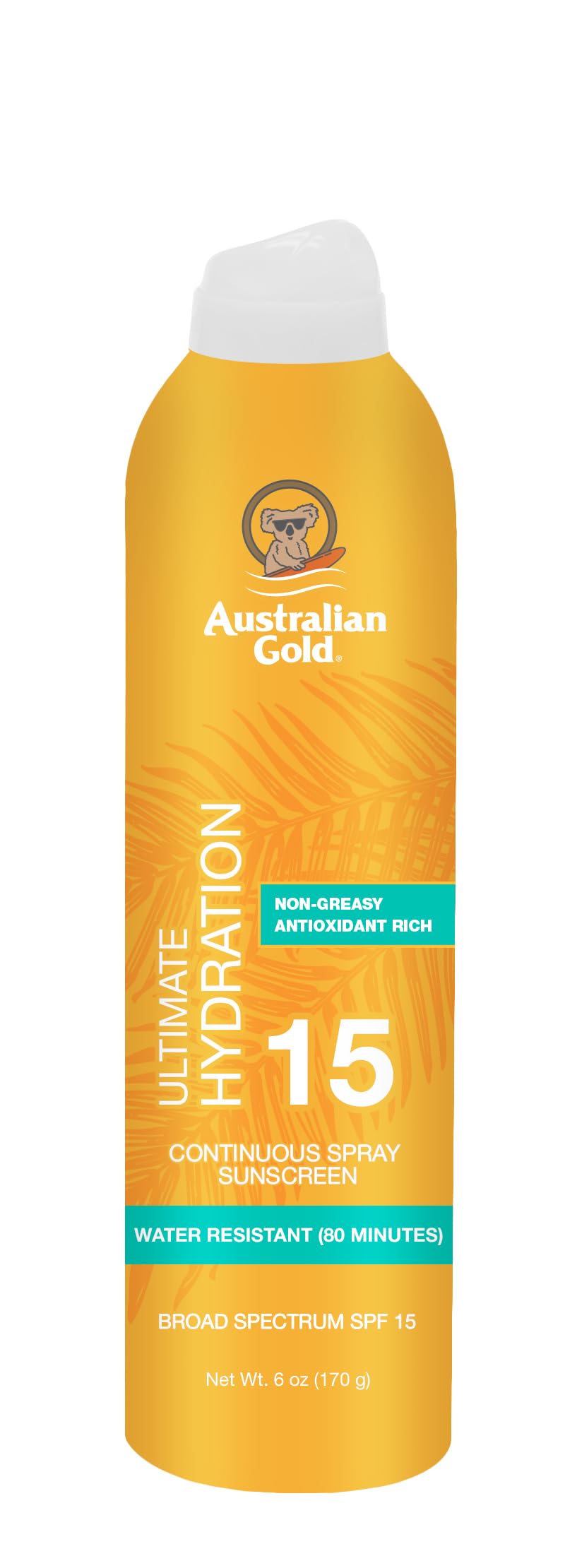 Australian Gold Continuous Spray Sunscreen SPF 15, 6 Ounce, Dries Fast, Broad Spectrum, Water Resistant, Non-Greasy, Oxybenzone Free Beauty & Personal Care Australian Gold