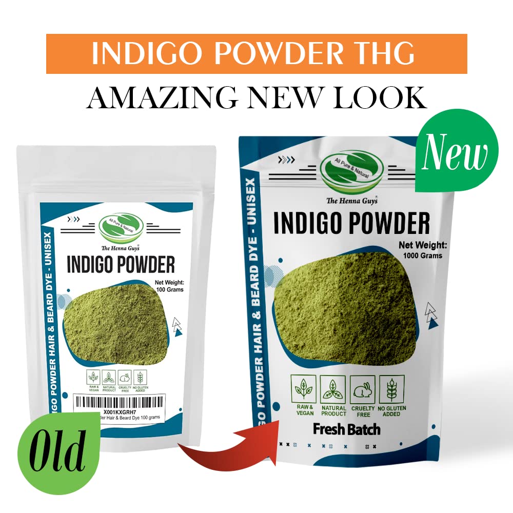 Indigo Hair & Beard Dye - All Natural & Plant-based (1 Pack, Indigo Powder) Beauty & Personal Care The Henna Guys