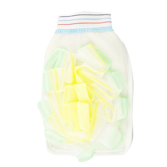 Ruilogod Green Cotton Stripes Double Side Shower Bath Glove w Mesh Sponge (id: 9c2 439 026 d30 1d8 Beauty and Personal Care Ruilogod