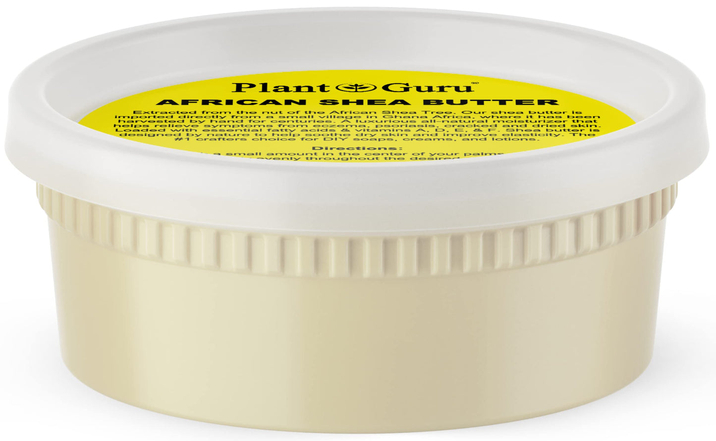 Plant Guru Raw African Shea Butter 8 oz. 100% Pure Natural Unrefined IVORY - Ideal Moisturizer For Dry Skin, Body, Face And Hair Growth. Great For DIY Beauty & Personal Care Plant Guru