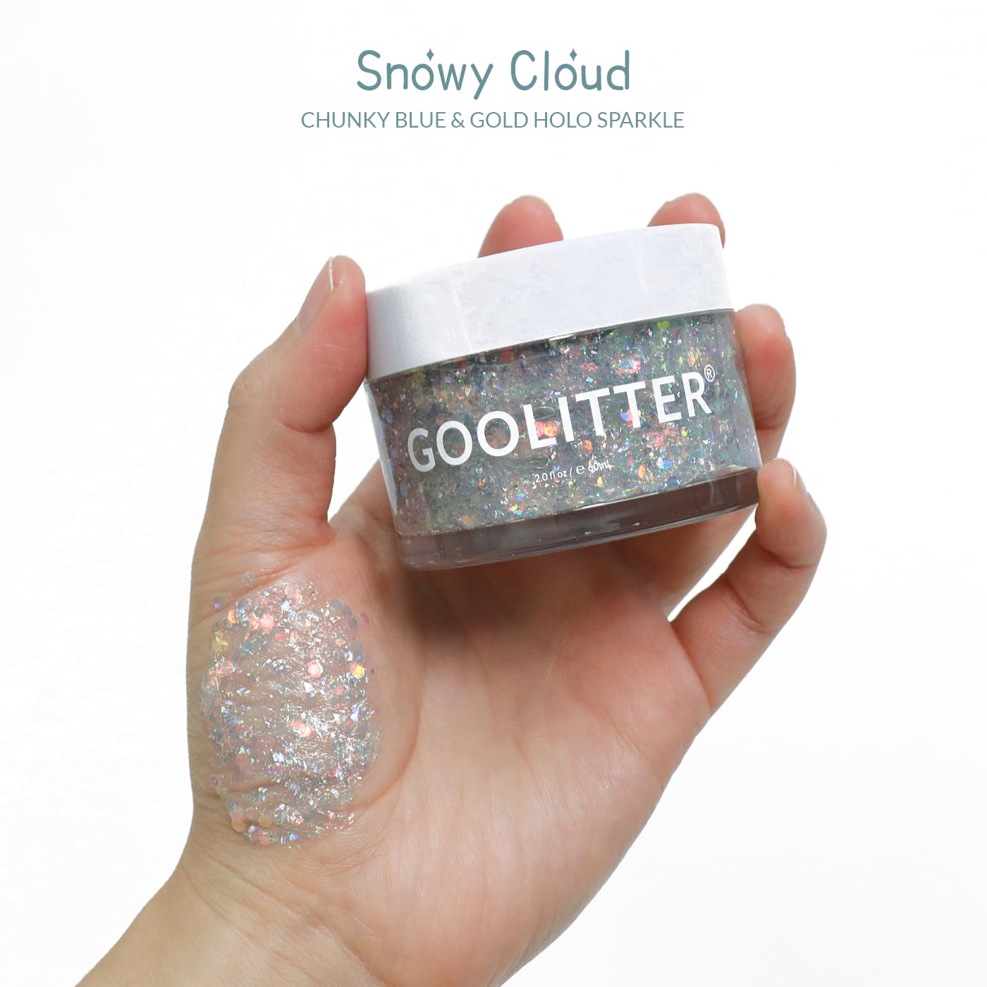 Goolitter Face, Body & Hair Holographic Clear White Glitter Gel [Snowy Cloud] 2oz (60mL) | Chunky | K-Beauty | Halloween, Festival, EDM, Rave, Party Beauty & Personal Care GOOLITTER