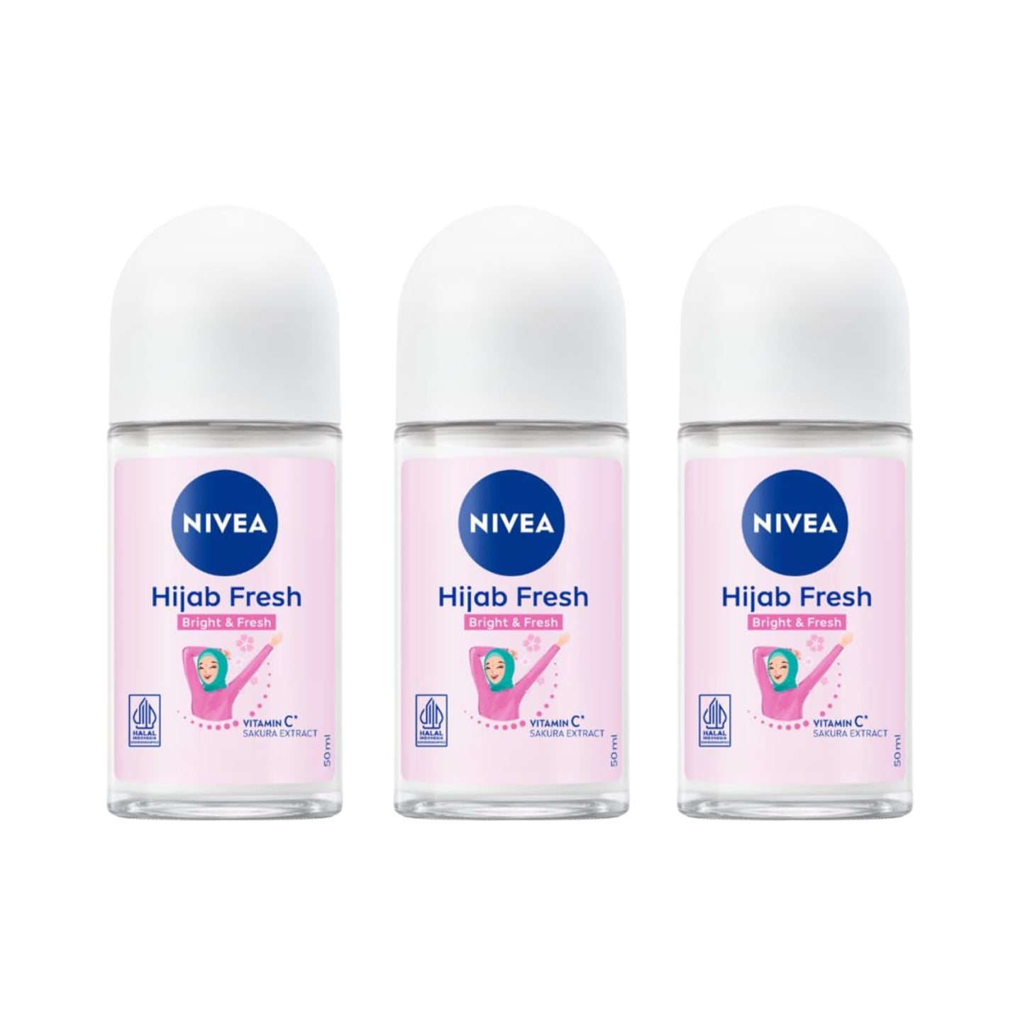 Nivea Whitening Hijab Fresh Roll-On Deodorant - 1.69 fl oz - Pack of 3 Beauty and Personal Care NIVEA