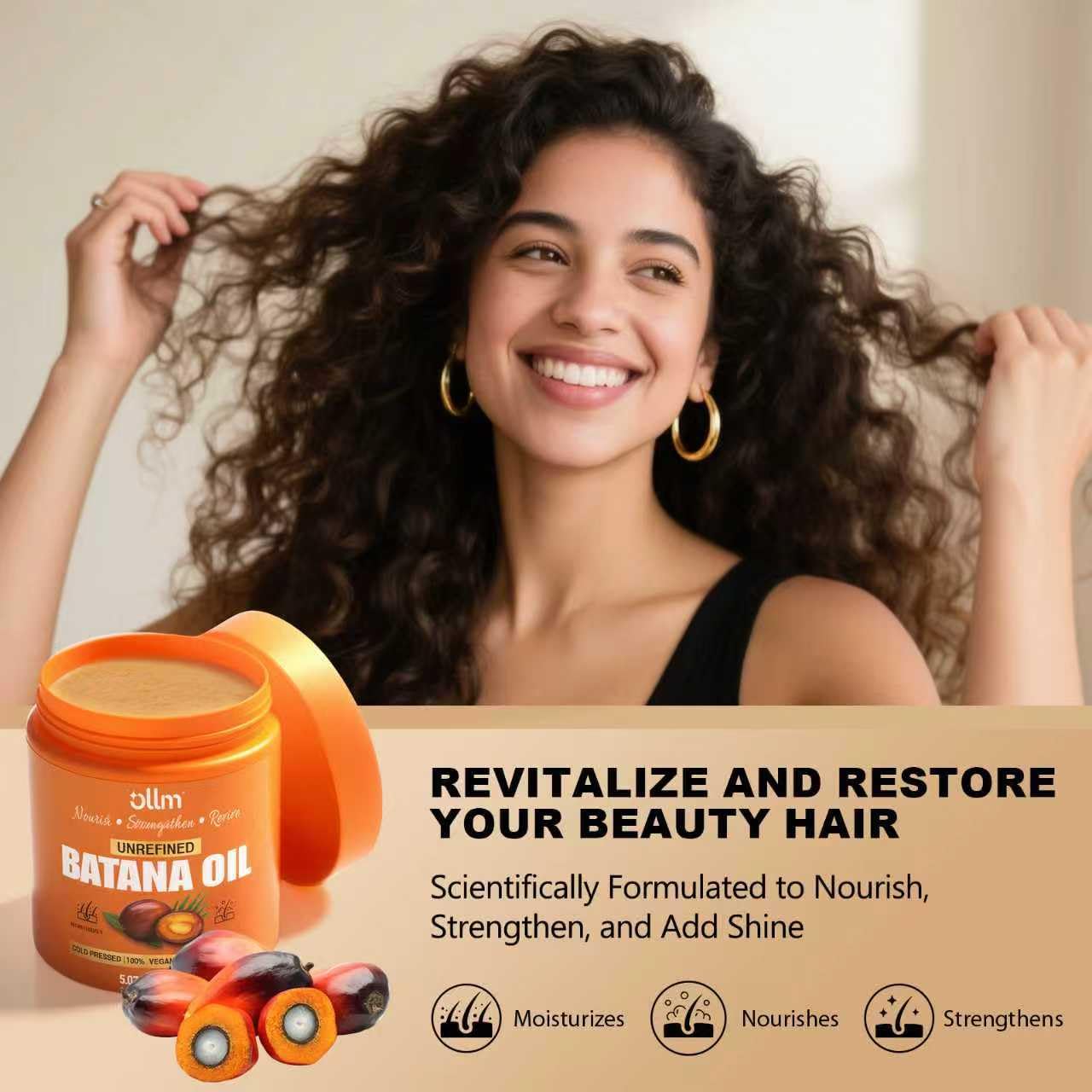 OLLM Raw Batana Oil for Hair Growth - 5oz Repair Damaged Hair Organic Formula from Honduras for Latina Women With Curly Hair Ages 25-35 - Wash Day Beauty & Personal Care OLLM