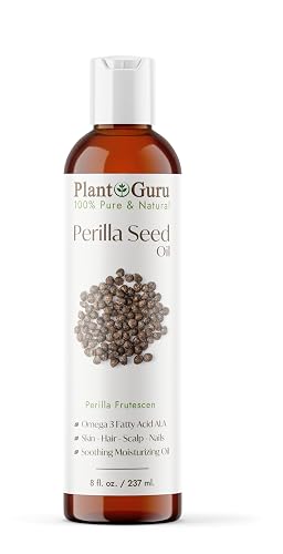 Plant Guru Perilla Seed Oil 8 fl. oz. Cold Pressed 100% Pure & Natural Carrier - Ideal for Skin, Face, Body, and Hair Moisturizer. Great for DIY Beauty & Personal Care Plant Guru