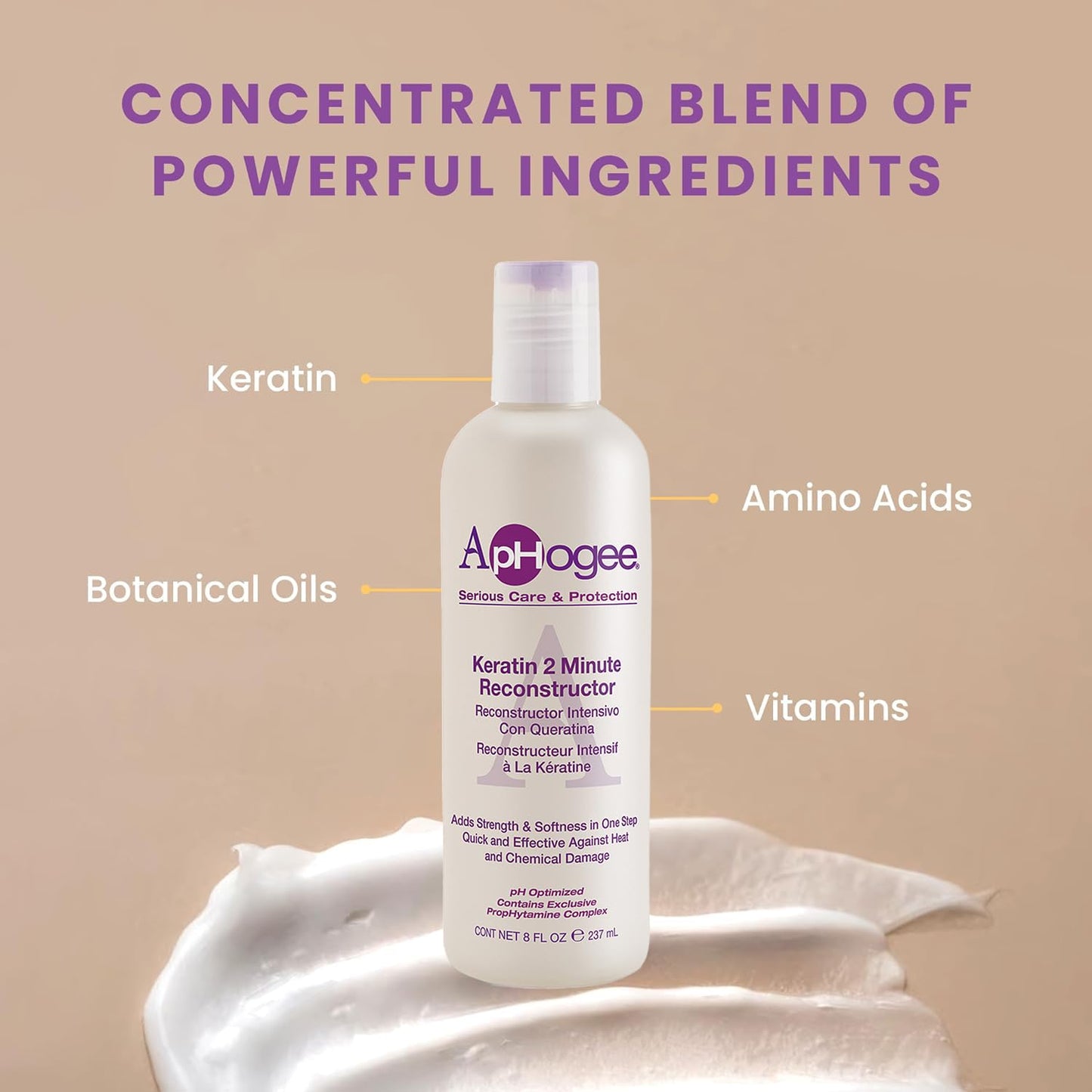 Aphogee Keratin 2 Minute Reconstructor, 8 fl oz - Deep Conditioner for Color-Treated & Heat-Styled Hair, Smooths & Adds Shine Beauty & Personal Care Aphogee