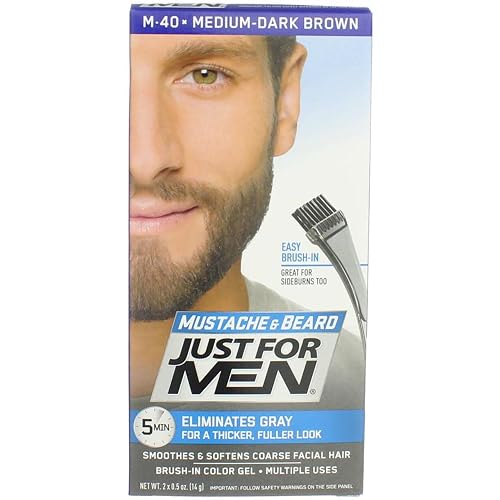 Just For Men Mustache & Beard Brush-In Color Gel Medium-Dark Brown M-40-1 ea, Pack of 6 Beauty & Personal Care Just for Men