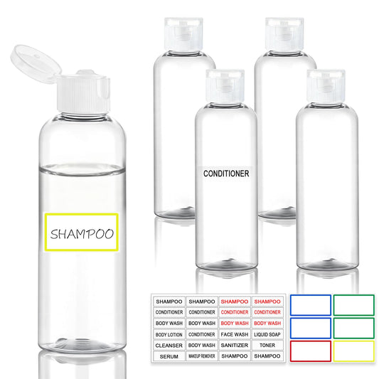 Pfesuqo 5 Pack 3.4 oz Travel Bottles for Toiletries, TSA Approved Leak Proof Refillable Travel Size Containers, Clear Plastic Shampoo Bottles Beauty and Personal Care Pfesuqo Default Title