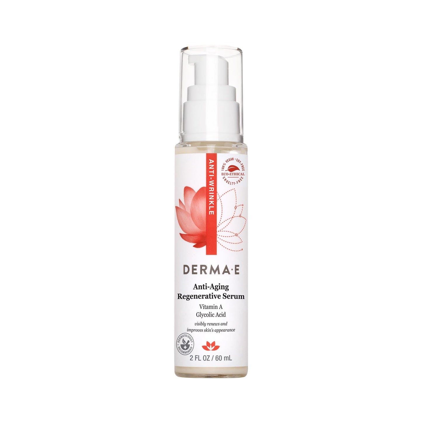 DERMA E Anti-Aging Regenerative Serum - Hydrating Day and Night Serum - Skin Renewing with Glycolic Acid and Vitamin A - Advanced Facial Skin Care Beauty & Personal Care Derma E
