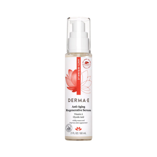 DERMA E Anti-Aging Regenerative Serum - Hydrating Day and Night Serum - Skin Renewing with Glycolic Acid and Vitamin A - Advanced Facial Skin Care Beauty & Personal Care Derma E