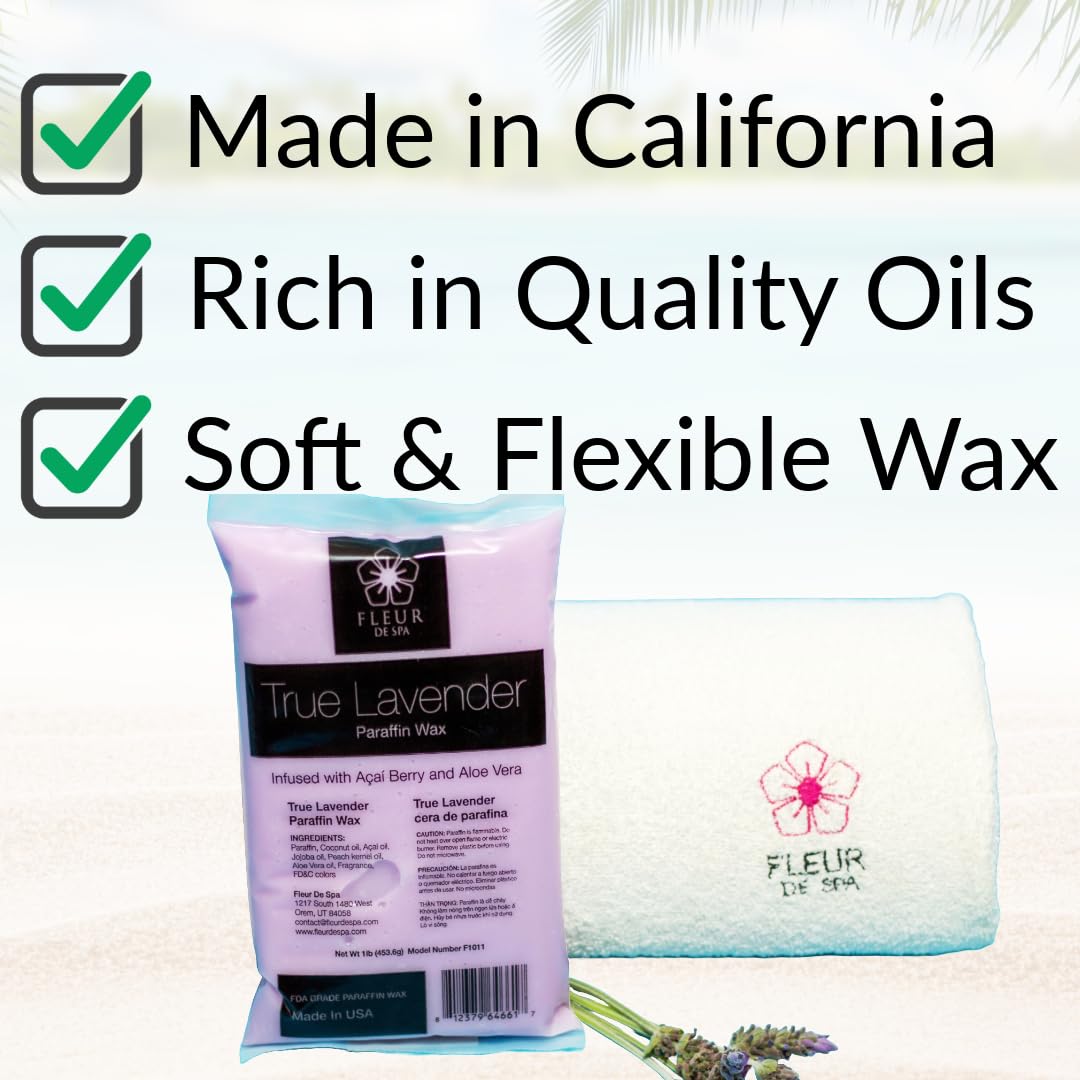 Paraffin Wax Refills 4lb by FLEUR DE SPA - Made in USA - Infused with Coconut & Jojoba Oils - Moisturizing, Hydrating & Soothing for Hands, Feet Beauty and Personal Care fleur de spa