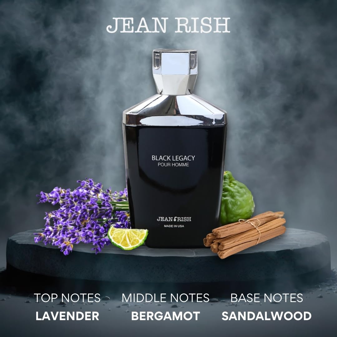 Jean Rish Black Legacy Pour Homme Perfume for Men Eau De Toilette, Long-Lasting Luxury Fragrance, Made In USA - Lavender, Bergamot, Sandalwood Scent Beauty & Personal Care Jean Rish