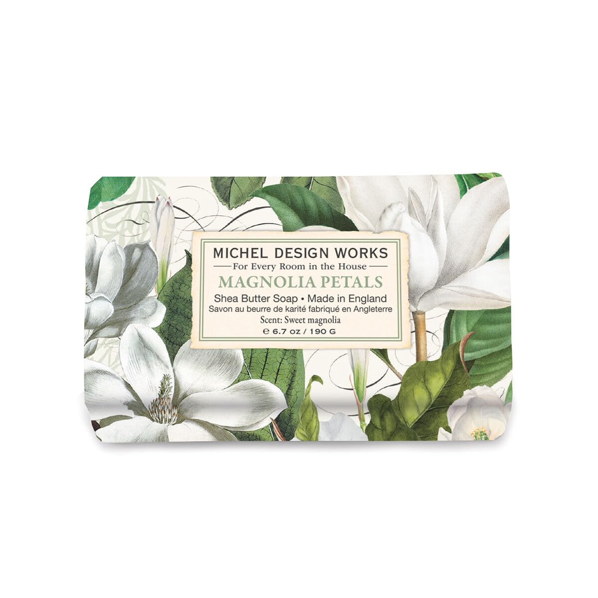 Michel Design Works Soap Bar, Magnolia Petals Medium, Beautiful Design, Triple-milled Beauty & Personal Care Michel Design Works