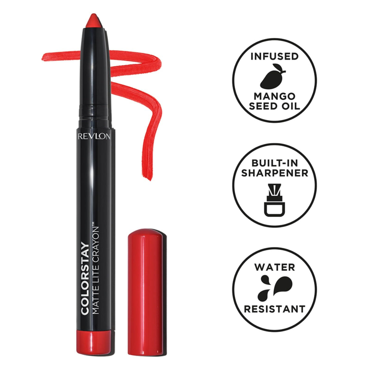 REVLON ColorStay Matte Lite Crayon Lipstick with Built-in Sharpener, Smudge-proof, Water-Resistant Non-Drying Lipcolor, 009 Ruffled Feathers, 0.049 oz Beauty & Personal Care REVLON