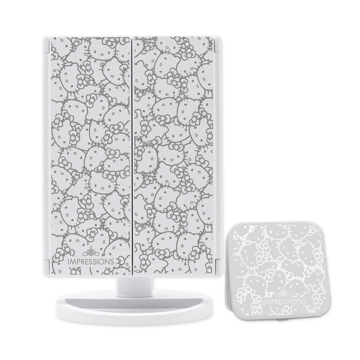 Impressions Vanity Hello Kitty Lighted Makeup Mirrors Bundle, Supercute Trifold and Compact Mirror with LED Lights, Magnification, Touch Screen Beauty & Personal Care IMPRESSIONS VANITY · COMPANY