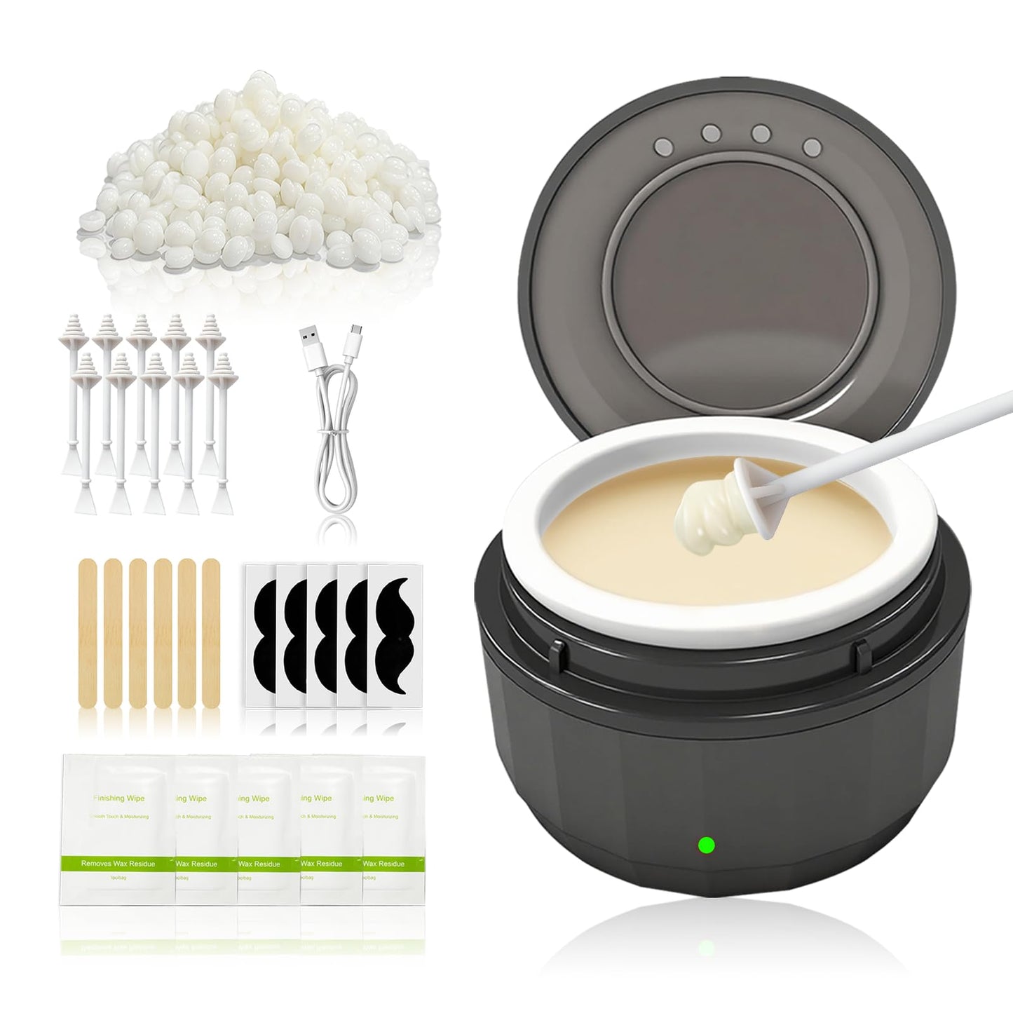 Nose Wax Kit Men & Women, USB-C Mini Wax Warmer with Silicone Pot for Nose, Ear & Eyebrow Facial Hair Removal at Home, 50g Hard Wax Beads, 10 Nose Beauty and Personal Care Wokyo