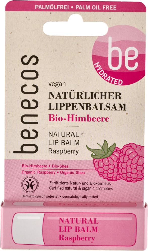 Benecos, Organic and Natural Lip Balm, For Dry and Chapped Lips, Gives Subtle Shine and Natural Look (Raspberry) Beauty and Personal Care benecos