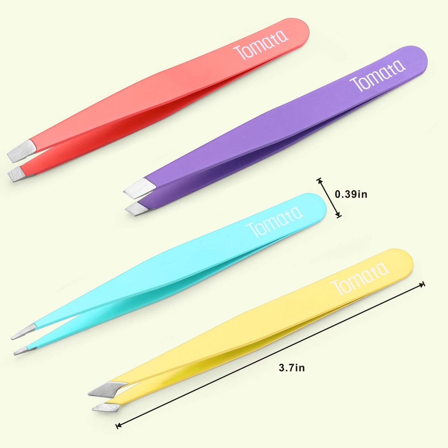 Tomata Tweezers for Eyebrows, Slant Tip and Pointed Eyebrow Tweezer Set Great Precision for Eyebrows Facial Hair, Ingrown Hair, Splinter, Blackhead Beauty & Personal Care Tomata