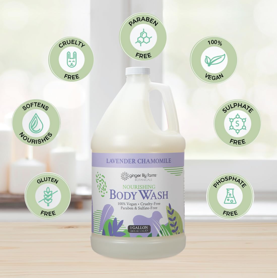 Ginger Lily Farms Botanicals Nourishing Body Wash, 100% Vegan & Cruelty-Free, Lavender Chamomile Scent, 1 Gallon (Pack of 4) Beauty & Personal Care Ginger Lily Farms