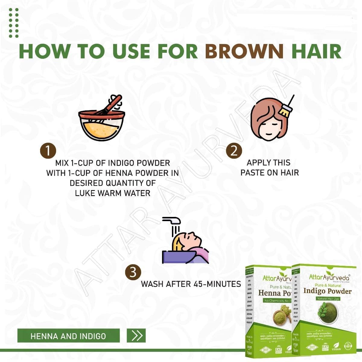 Black Hair - Henna Powder, Indigo Powder Combo Pack - 200g+200g = 400g Beauty & Personal Care OTAA