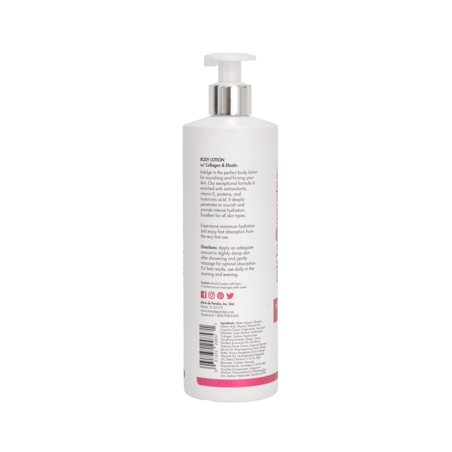 Mirta De Perales Body Lotion with Collagen & Elastin | Hydrating Daily Moisturizer with Hyaluronic Acid, Vitamin E, Shea Butter, Coconut, Almond Beauty & Personal Care Mirta De Perales
