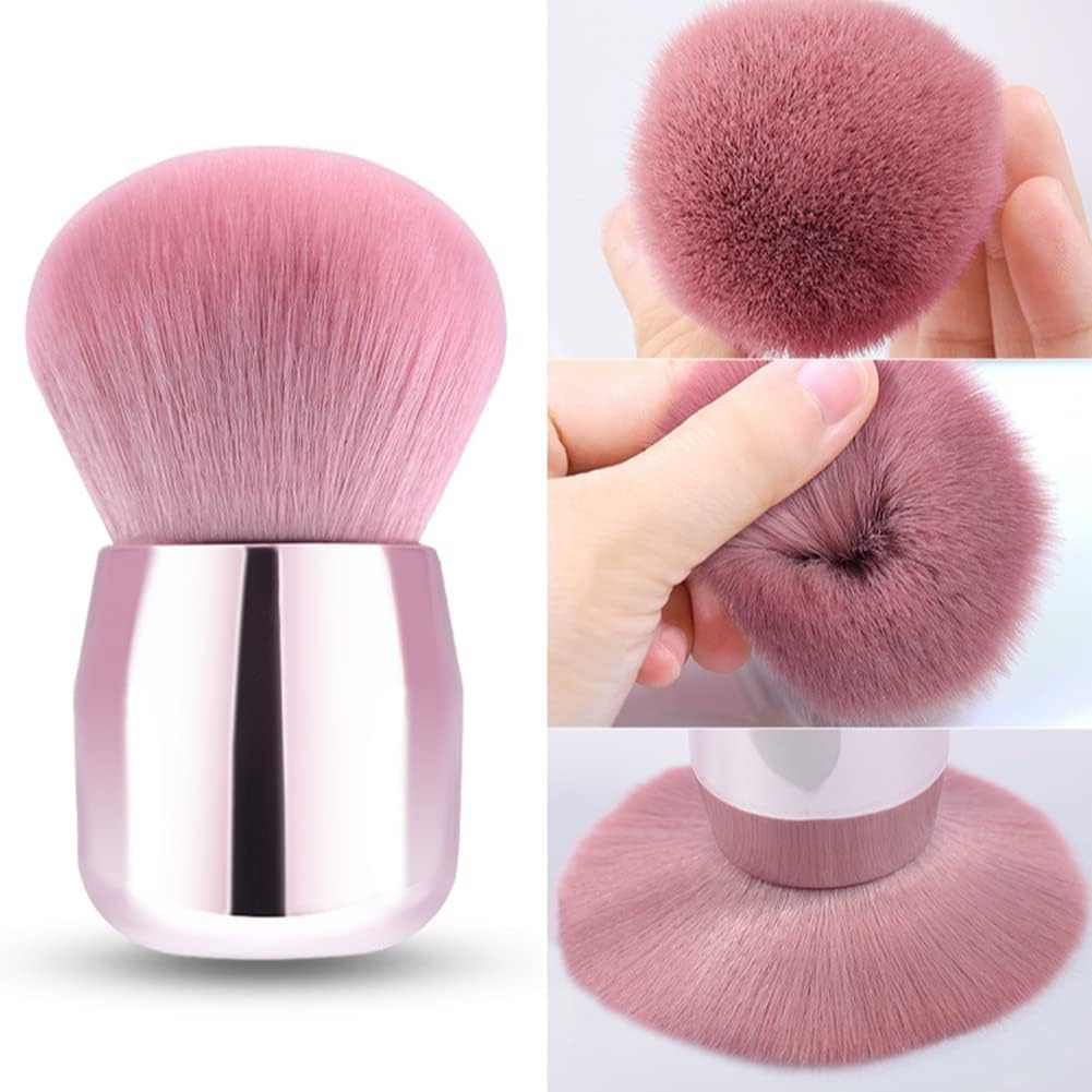 RUNGANG Nail Dust Brush for Acrylic and Dip Powder - Soft Kabuki Nail Cleaner Brush for Manicure, Makeup, Nail Art - Pink Handle Beauty & Personal Care rungang
