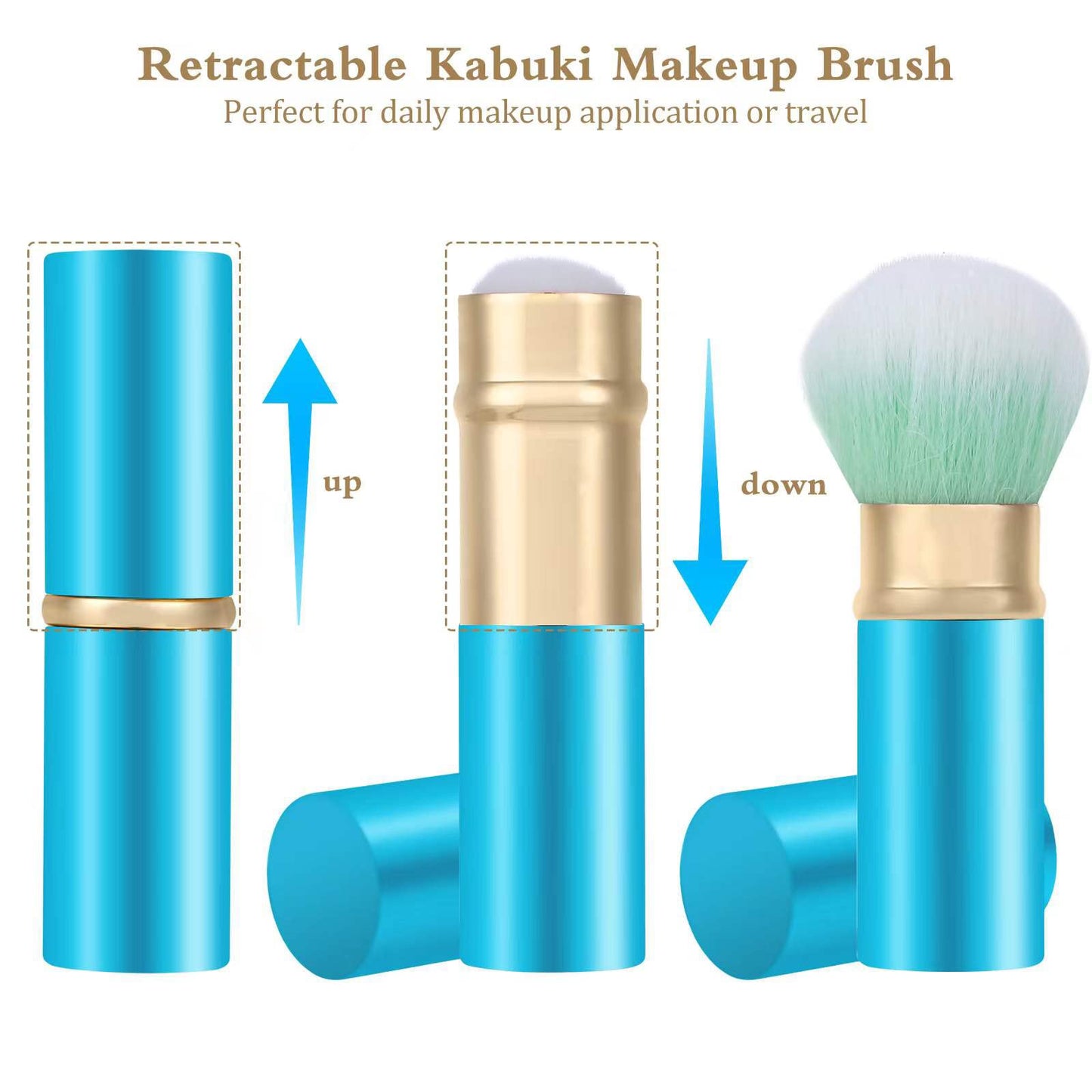 Falliny Retractable Makeup Brush, Travel Kabuki Face Blush Brush, Portable Powder Foundation Sunscreen Brush with Cover for Blush, Bronzer, Buffing Beauty & Personal Care Falliny
