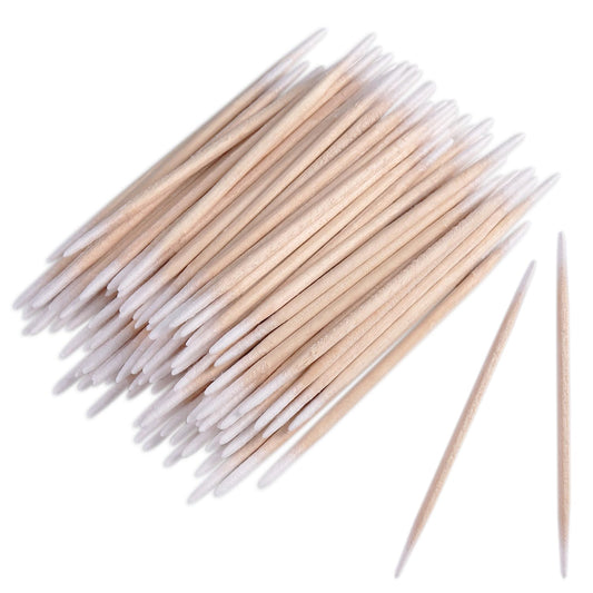 FSpronail 200pcs Pointed Tip Cotton Swabs, White Double-head Precision Microblading Cotton Swabs with Wooden Sticks Nail Polish Remover Pen Touch Up Beauty and Personal Care FSpronail Default Title