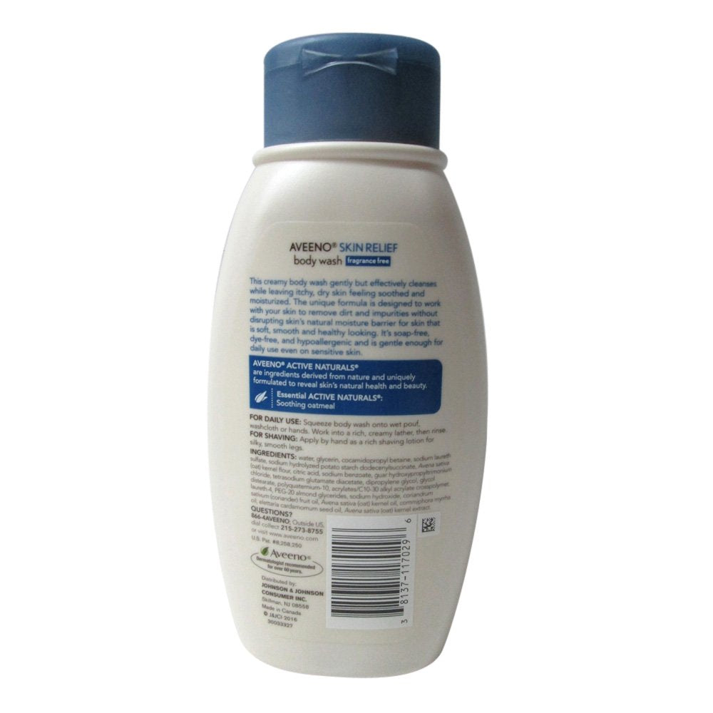 Aveeno Active Naturals Skin Relief Body Wash, Fragrance Free, 12 Ounce (Pack of 3) Beauty & Personal Care Aveeno