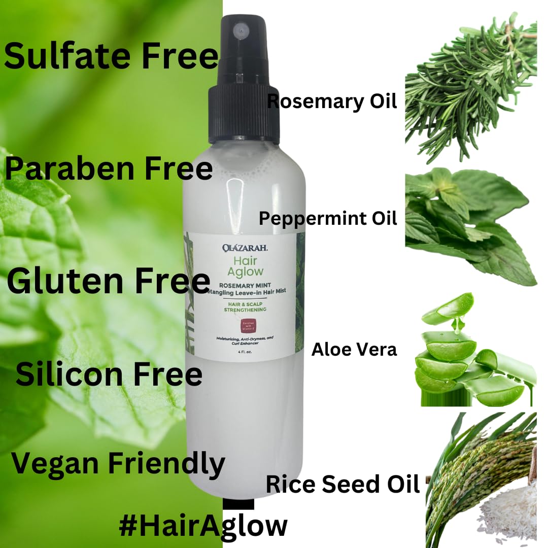Rosemary & Mint Hair & Scalp Bundle | Strengthening Shampoo, Conditioner, Leave-In Conditioner, Leave-In Mist Spray, Oil Serum & Styling Gellie Beauty & Personal Care OLAZARAH