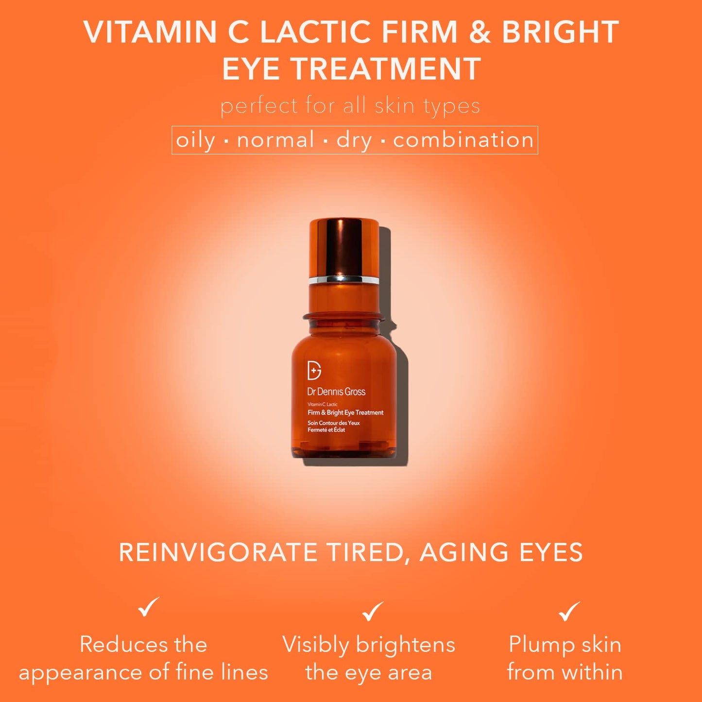 Dr. Dennis Gross Vitamin C Lactic Firm & Bright Eye Treatment | Silky, Lightweight, Fast-Absorbing Treatment to Improve Puffiness, Dark Circles, Beauty & Personal Care Dr Dennis Gross