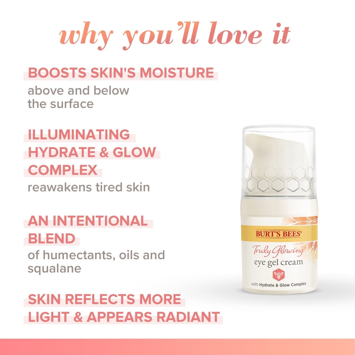 Burt's Bees Truly Glowing Eye Gel Cream Unisex 0.5 oz, White Beauty & Personal Care Burt's Bees