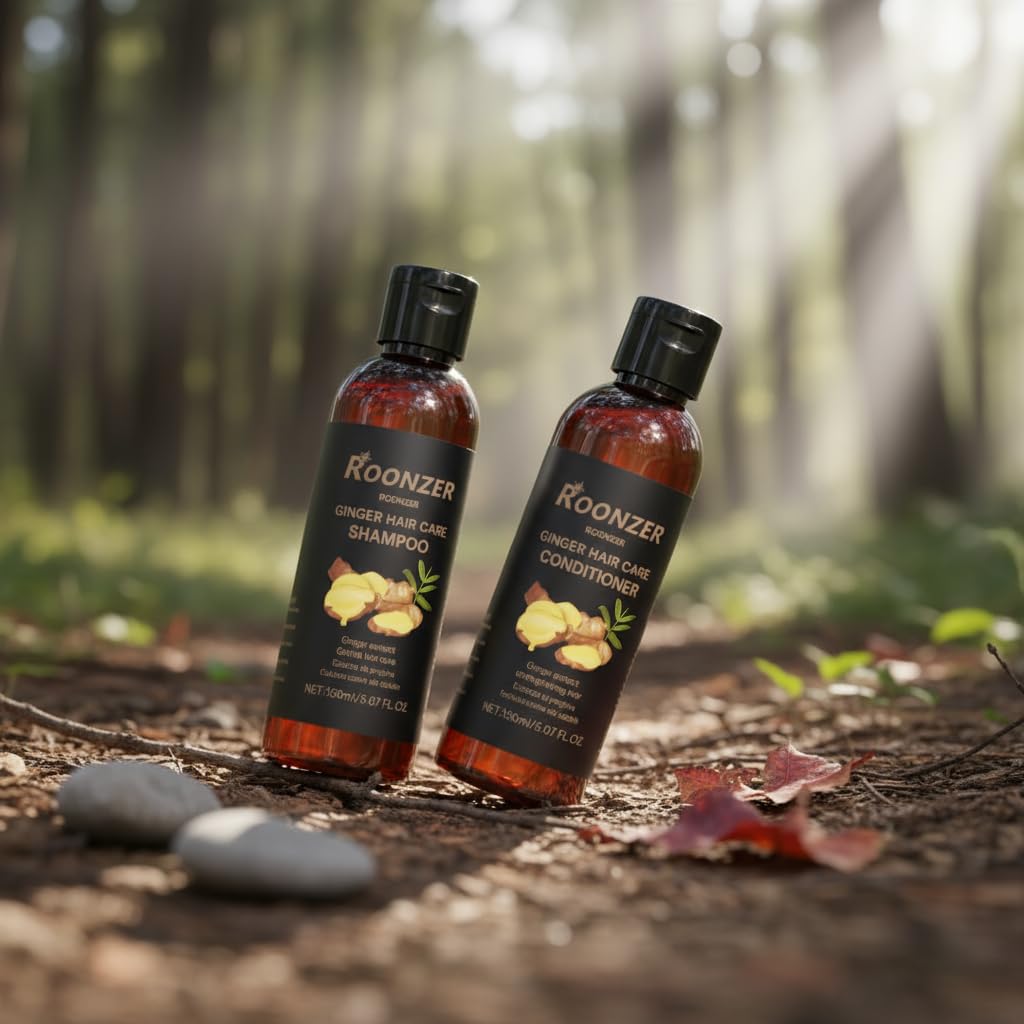 ROONZER Ginger Shampoo & Conditioner Set | Deep Cleanser + Intense Hydration | Strengthening & Frizz-Free Formula for All Hair Types 150ml 2pcs Beauty & Personal Care ROONZER
