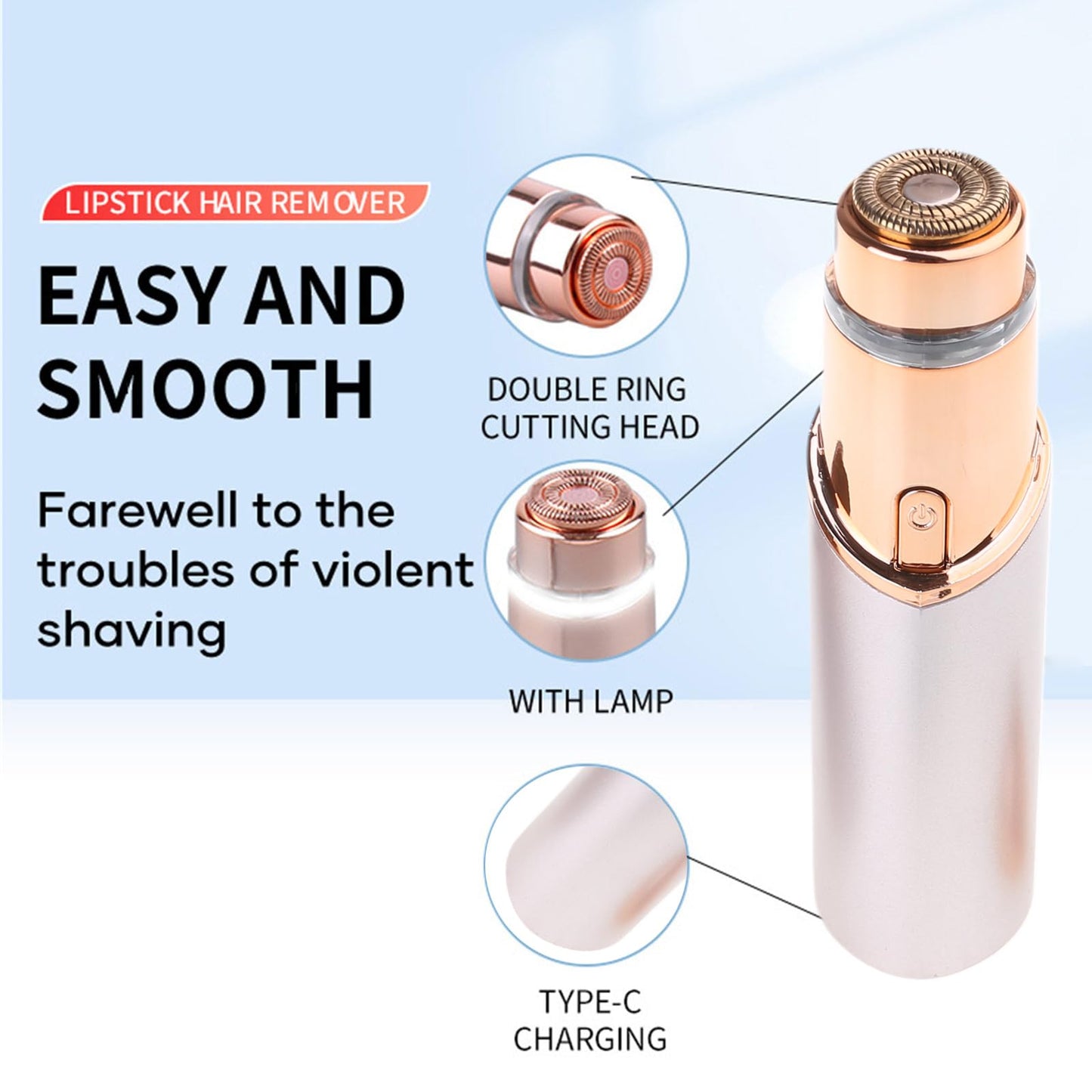 Women's Electric Face Hair Remover USB Rechargeable Hair Removal Face Shaver for Smooth Skin Skin Friendly Hair Remover Beauty and Personal Care Shurhome
