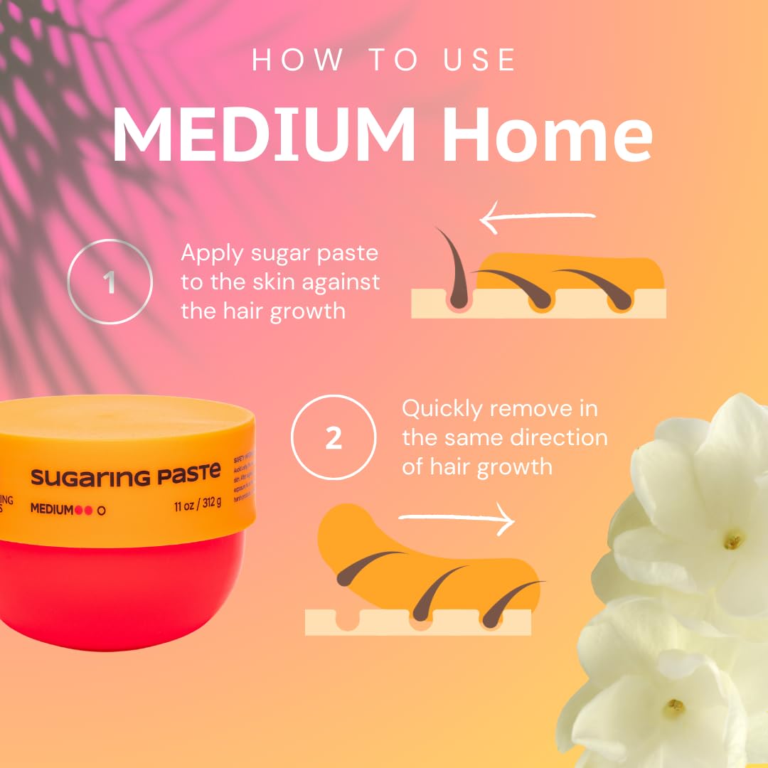 MEDIUM Sugaring Paste for HOME USE 11oz / 312g. Sugar Wax for ALL HAIR TYPES, legs, arms, face. Beauty and Personal Care Sugaring Labs
