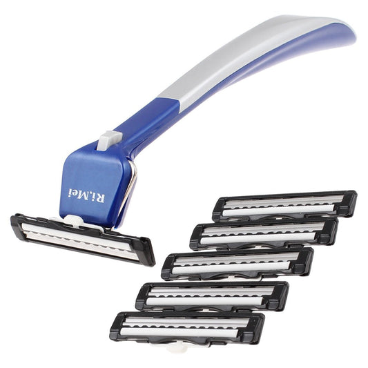 Ruilogod Blue Gray Plastic Handle Three Layer Blades Manual Shaver Razor (id: dd3 b4f e30 25c 2f9 Beauty and Personal Care Ruilogod
