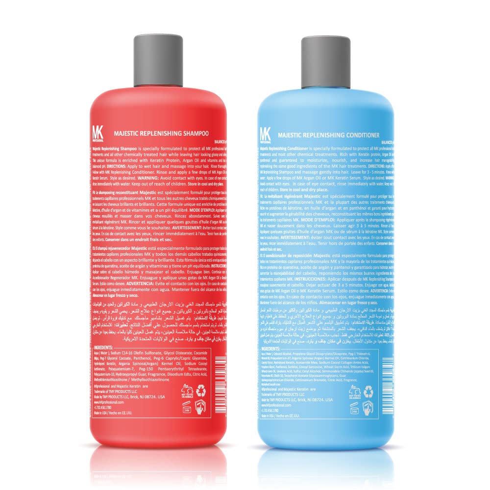 Majestic Keratin Replenishing Shampoo + Conditioner 33.8oz(1000ml) with Argan Oil Beauty & Personal Care MAJESTIC KERATIN