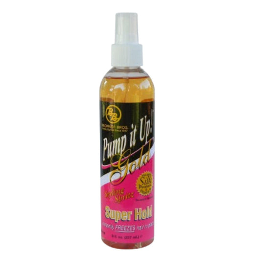 Bronner Bros Pump It Up Styling Spritz Gold 80% - Fast-Dry Hair Spray Extra Hold with Vitamin B5 & Silk Protein - Maximum Hold Finishing Spritz Beauty & Personal Care Bronner Bros