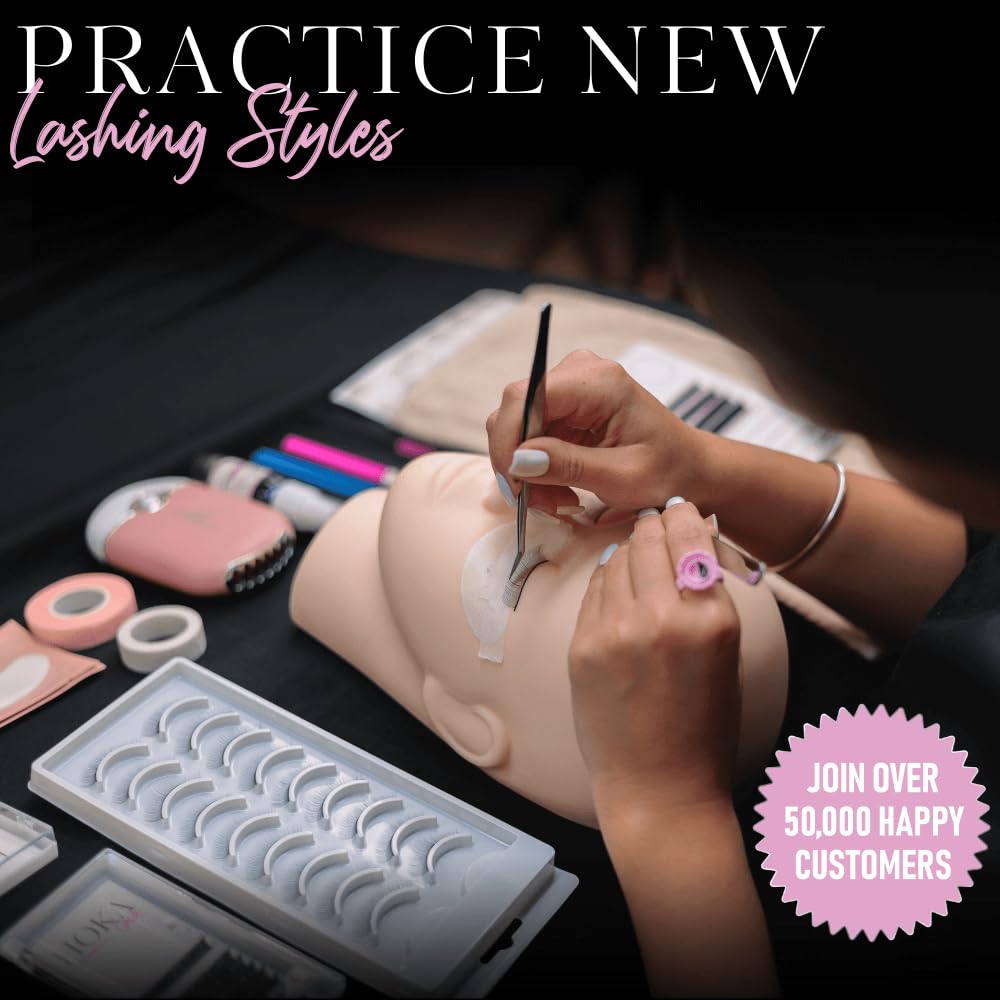 Hoka Lash Eyelash Extension Kit & Training Course and Certification, Professional Lash Extension Kit for Beginners Includes Practice Mannequin Head Beauty & Personal Care HOKA