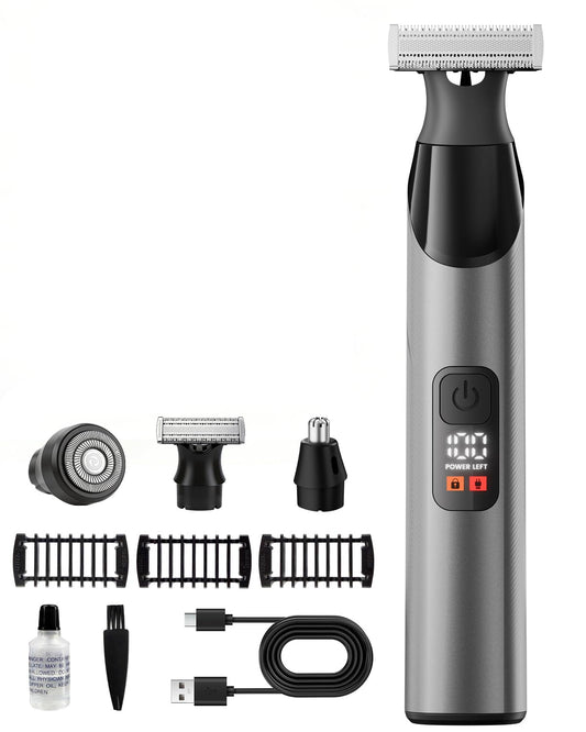 Beard Trimmer for Men, Dual-Sided Blade, Magnetic Detachable Heads, IPX7 Waterproof, LED Display, Gifts for Father's Day Beauty and Personal Care Prettywill