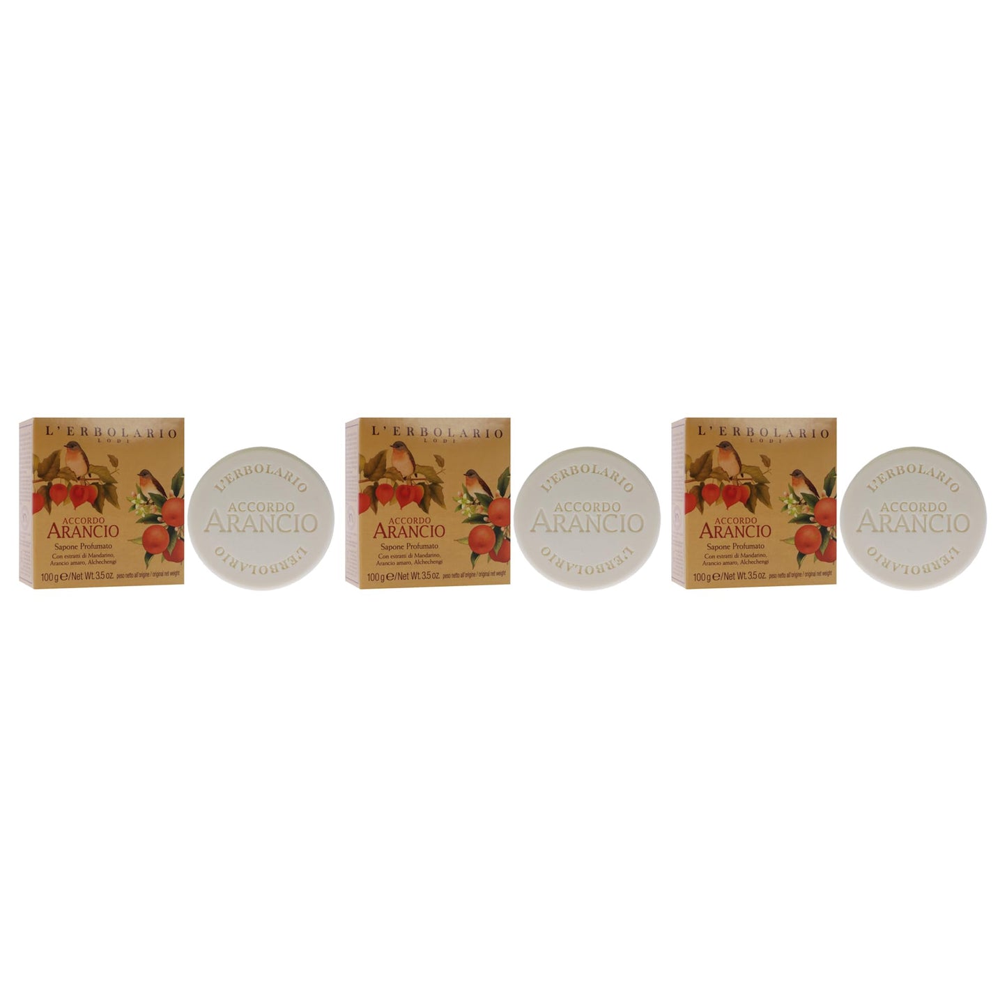 Perfumed Soap - Accordo Arancio - Pack of 3 by LErbolario for Unisex - 3.5 oz Soap Beauty & Personal Care L'Erbolario