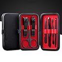 Aubcee Nail Clipper Set, Manicure, Pedicure Kit, 7 in 1 Black Stainless Steel Professional Grooming Kit with Black Leather Travel Case Beauty & Personal Care Aubcee