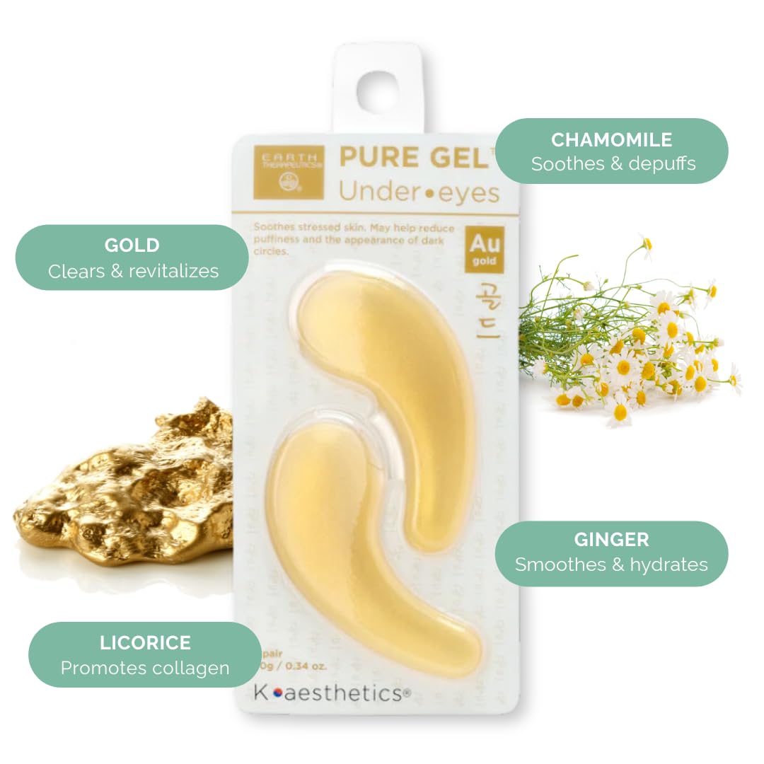 Earth Therapeutics Pure Gel Under Eye Patches - Gold (1 Pair) - Reduces Puffiness and Fine Lines Beauty & Personal Care Earth Therapeutics
