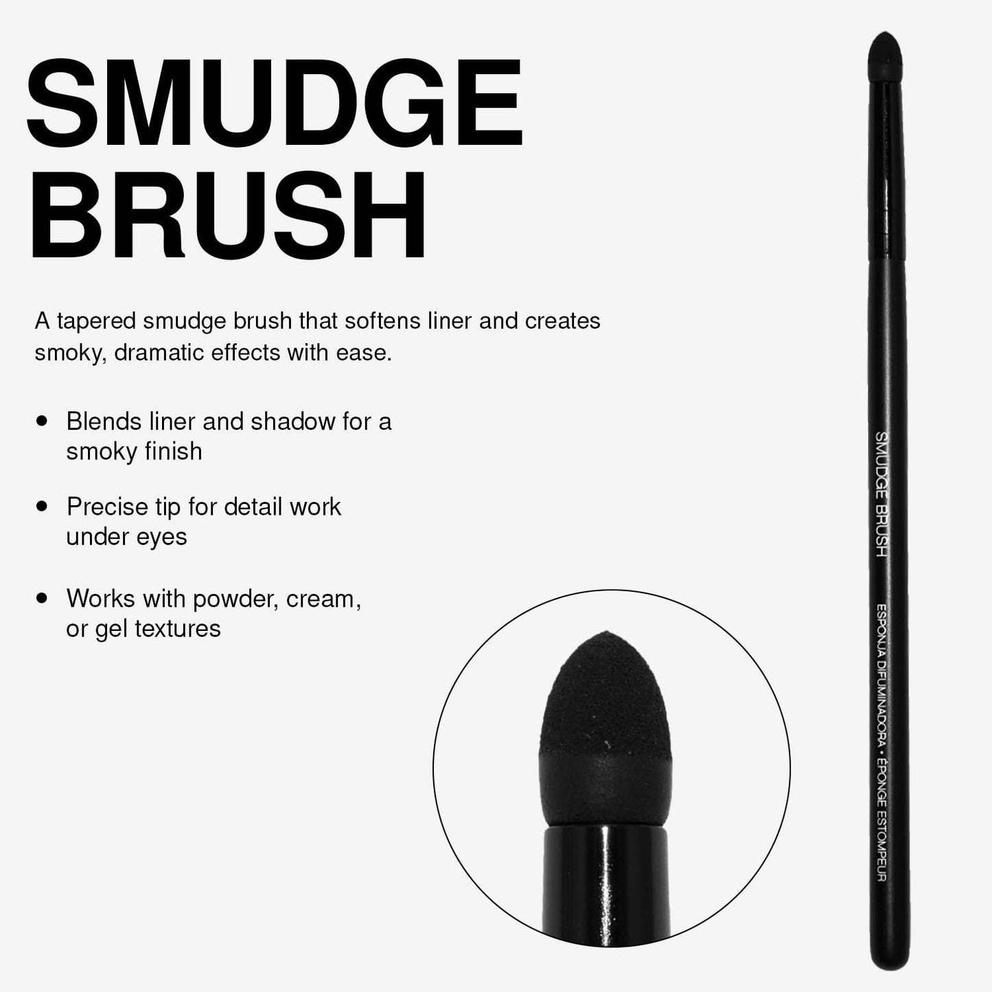 Palladio Smudge Brush, Pointed Sponge Applicator Flawless Blending, Smooth Finish, Synthetic Sponge, Soft Feel, Comfortable Grip, Professional Beauty & Personal Care Palladio