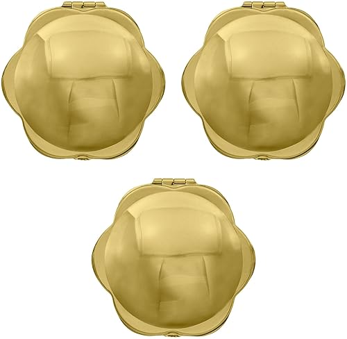 Stephanie Imports Set of 3 Double Sided Magnifying Compact Mirrors (Gold, Rounded Hexagon) Beauty & Personal Care Stephanie Imports