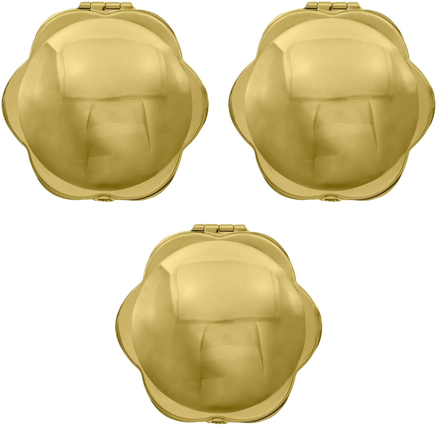 Stephanie Imports Set of 3 Double Sided Magnifying Compact Mirrors (Gold, Rounded Hexagon) Beauty & Personal Care Stephanie Imports