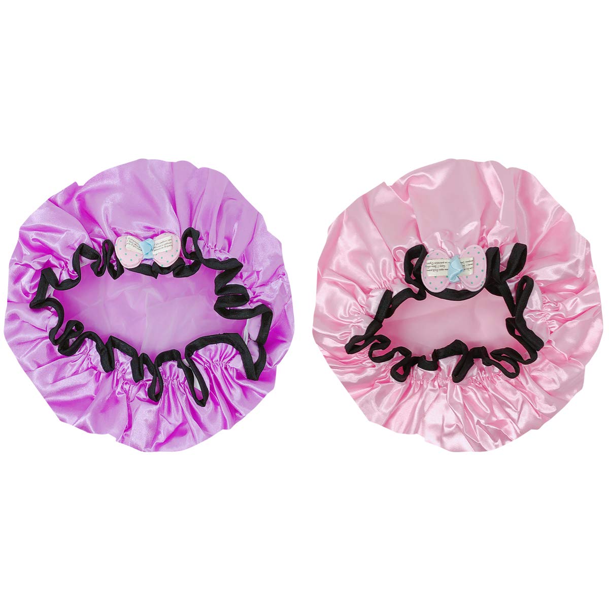 Wrapables® Fun and Novelty Double Layer Waterproof Shower Caps for Kids (Set of 2), Precious Bow Beauty and Personal Care Wrapables