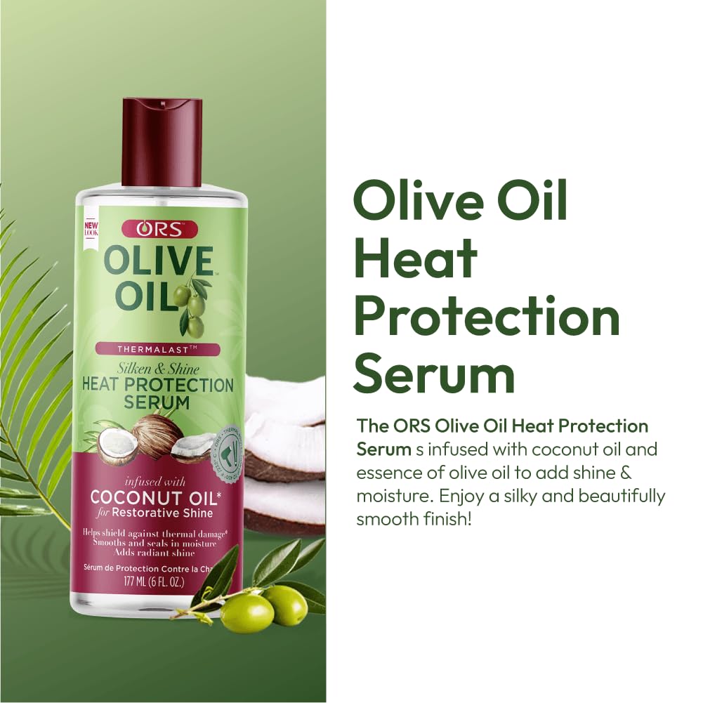 ORS Olive Oil Heat Protection Hair Serum infused with Coconut Oil for Restorative Shine 6.0 Ounce (Pack of 2) Beauty & Personal Care ORS