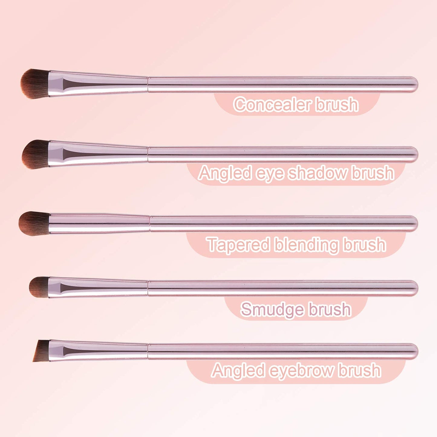 GUIGUDESN 5Pcs Pink Eyeshadow Brush Set, Premium Synthetic Bristles, Aluminum Handles, Angled, Rounded, For Eyeshadow, Eyebrow, Eyeliner Beauty & Personal Care GUIGUDESN